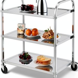 Steel Lab Cart Attracoast Silver Locking Wheels-0