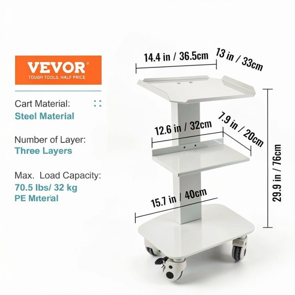 VEVOR 3 Shelves Lab Cart Stainless Steel-6