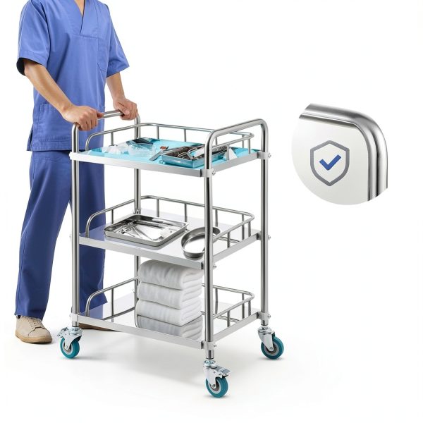 Lab Cart Happybuy Stainless Steel 3‑Tier Utility-4
