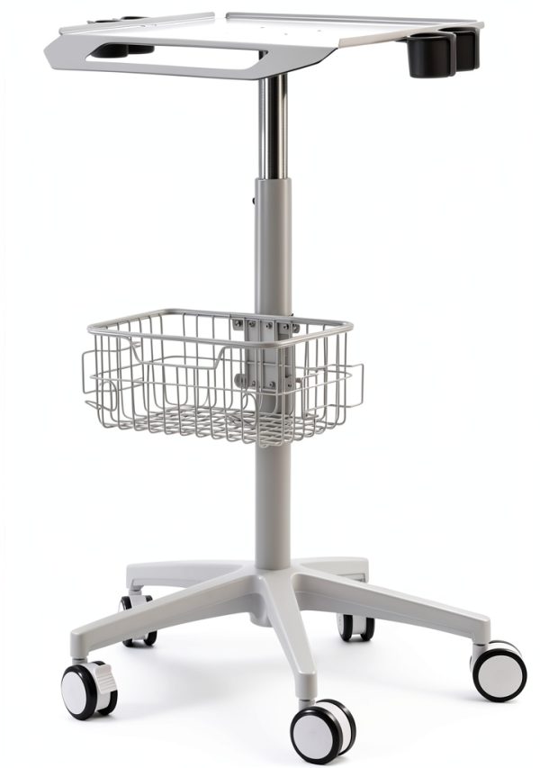 Medical Cart Nwkxnrt Mobile Laptop Cart White Iron with 5 Wheels-0