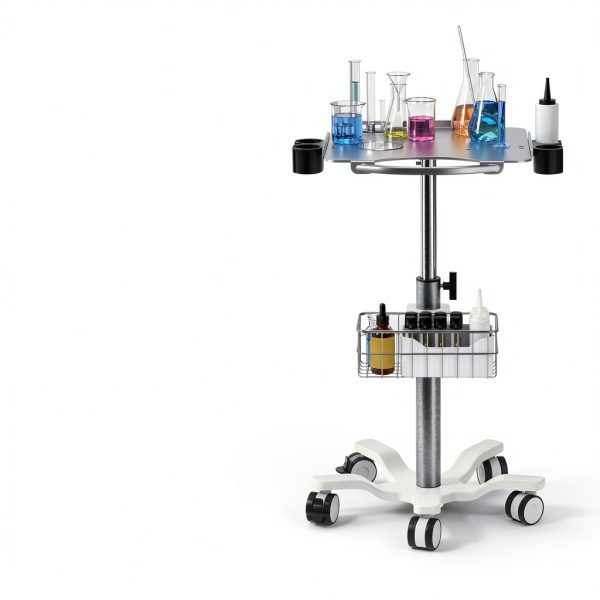 POCHAR Lab Cart MC-15 Adjustable Height Aluminum Medical Cart White-5