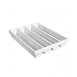 TrippNT White Styrene Desk Organizer 4 Long Compartments 50975-0