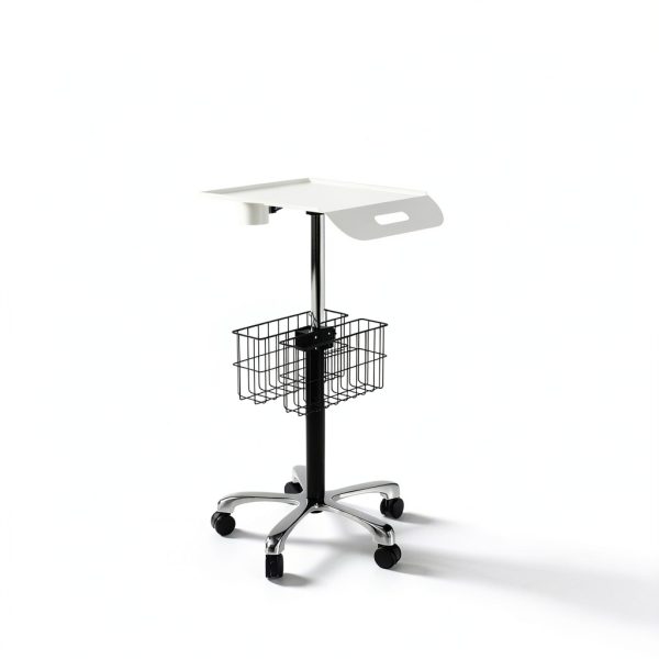 Medical Cart POCHAR MC-12 White Adjustable Height Aluminum Trolley-6