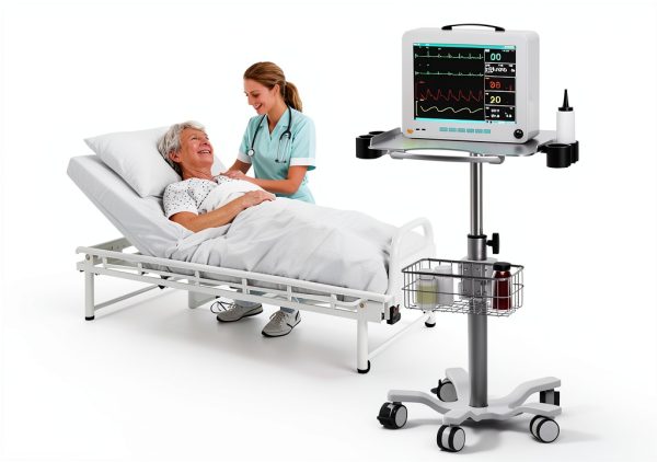 POCHAR Lab Cart MC-15 Adjustable Height Aluminum Medical Cart White-1