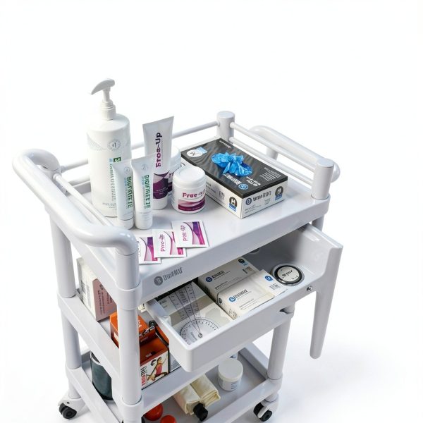BodyMed Utility Cart Heavy Duty Plastic Lab Cart 300lb Capacity-2