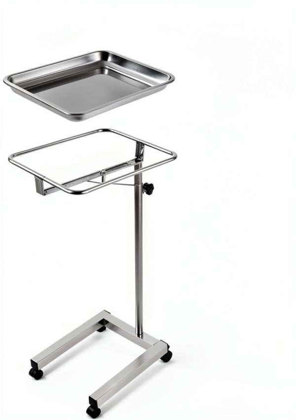 Happybuy Stainless Steel Foldable Lab Cart Adjustable Height Silver-3