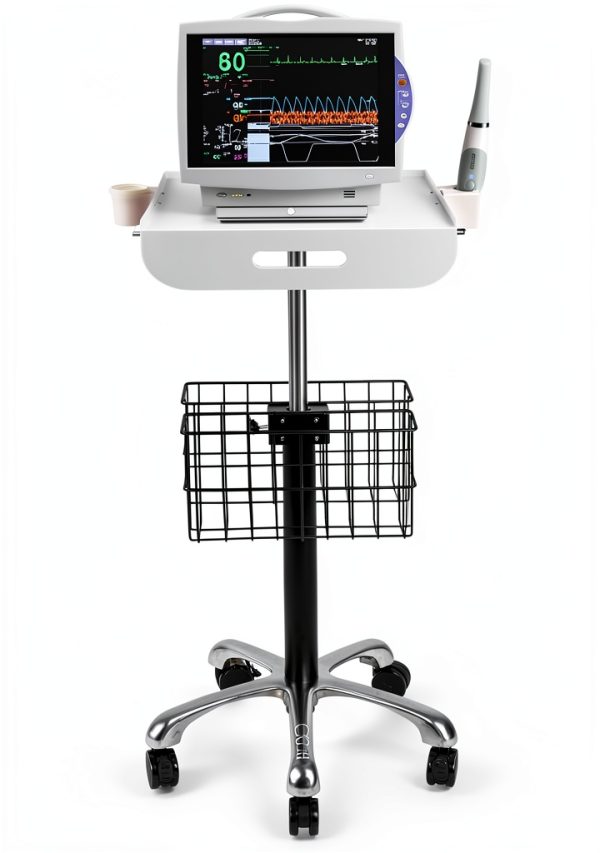 Medical Cart POCHAR MC-12 White Adjustable Height Aluminum Trolley-8
