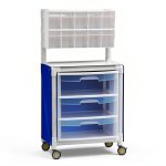 IPU MRI Lab Cart with 3 Drawers, 10 Swing Containers White-0