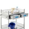 Happybuy Lab Cart K-ST529 Silver Dual-Layer with Dual Drawers-5
