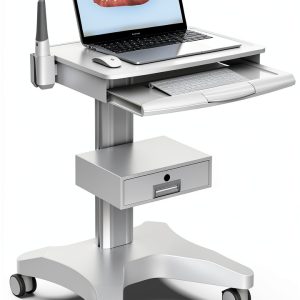HAXYCC Medical Trolley Lab Cart Aluminum White 4‑Wheel Lockable-0