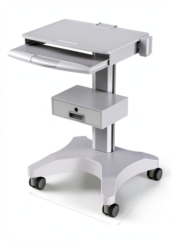 HAXYCC Medical Trolley Lab Cart Aluminum White 4‑Wheel Lockable-2