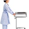 Happybuy Stainless Steel Foldable Lab Cart Adjustable Height Silver-4