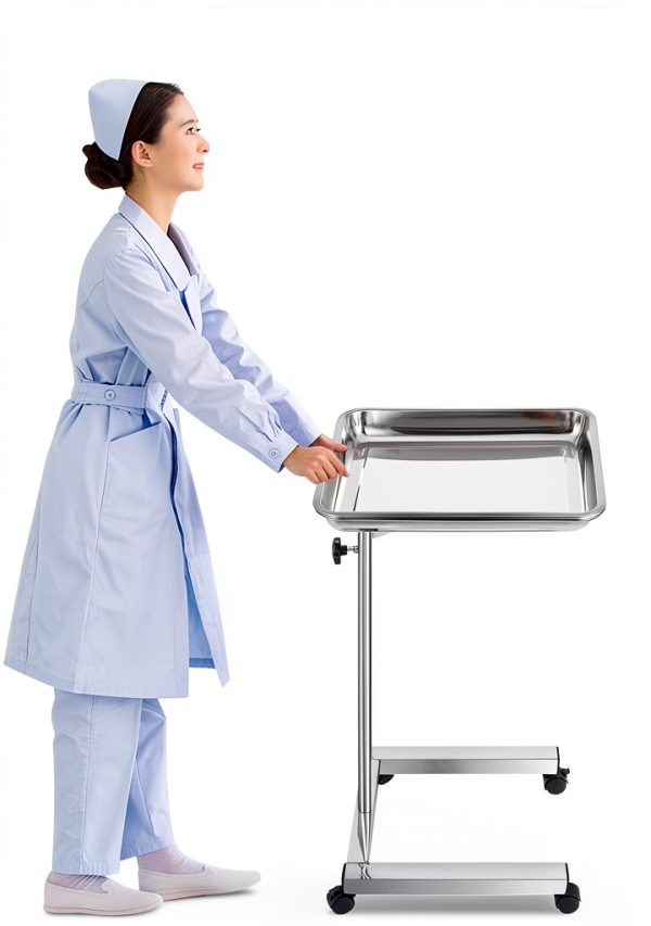 Happybuy Stainless Steel Foldable Lab Cart Adjustable Height Silver-4
