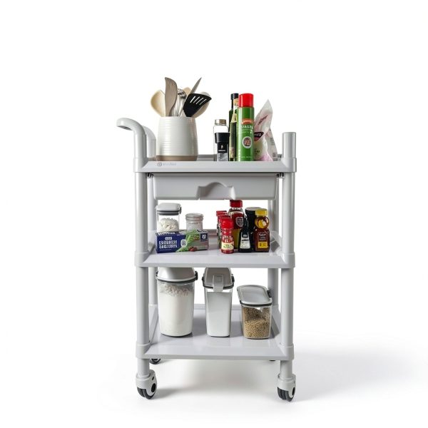 BodyMed Utility Cart Heavy Duty Plastic Lab Cart 300lb Capacity-3