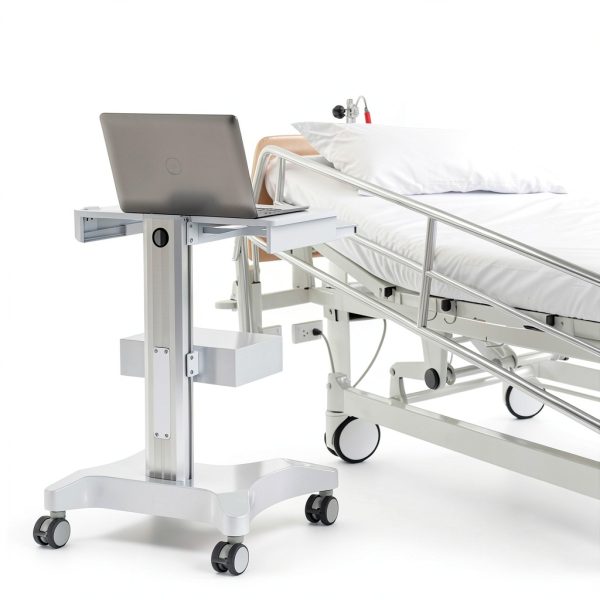 HAXYCC Medical Trolley Lab Cart Aluminum White 4‑Wheel Lockable-5