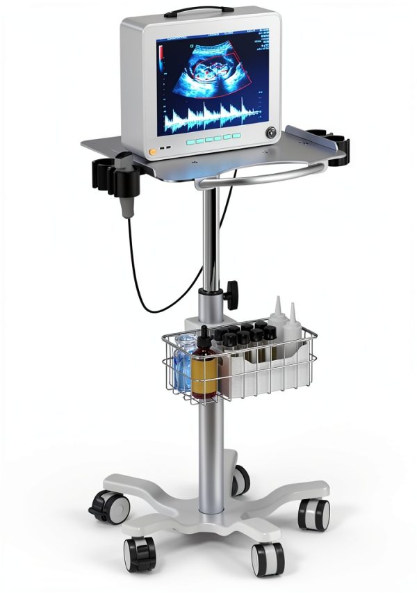 POCHAR Lab Cart MC-15 Adjustable Height Aluminum Medical Cart White-0