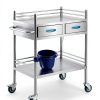 Happybuy Lab Cart K-ST529 Silver Dual-Layer with Dual Drawers-6