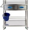 Happybuy Lab Cart K-ST529 Silver Dual-Layer with Dual Drawers-0