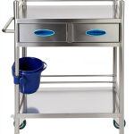 Happybuy Lab Cart K-ST529 Silver Dual-Layer with Dual Drawers-0