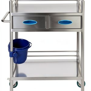 Happybuy Lab Cart K-ST529 Silver Dual-Layer with Dual Drawers-0