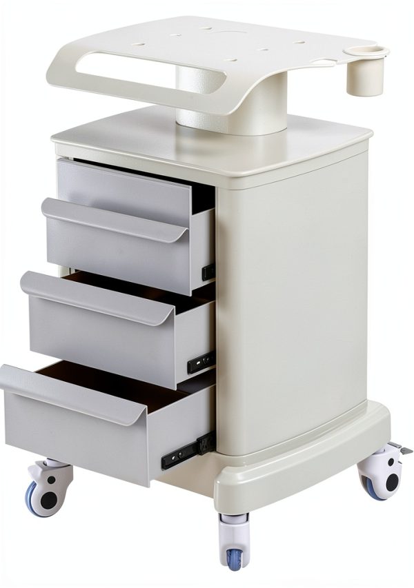 ZHIMIFU White 3‑Tier Lab Cart Rolling Beauty Salon Storage ABS-0