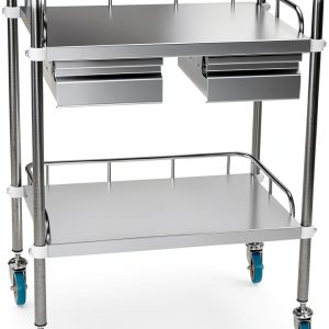 StonyLab Lab Cart with Dual Drawers and Lockable Swivel Casters-0