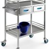 Happybuy Lab Cart K-ST529 Silver Dual-Layer with Dual Drawers-8