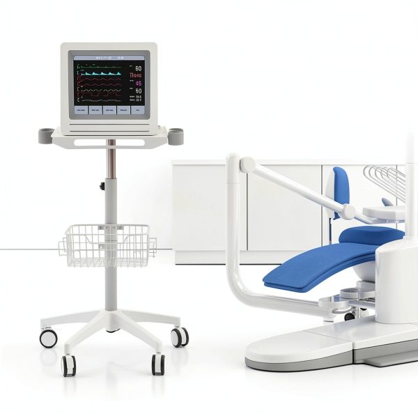 Medical Cart Nwkxnrt Mobile Laptop Cart White Iron with 5 Wheels-3