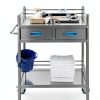 Happybuy Lab Cart K-ST529 Silver Dual-Layer with Dual Drawers-2