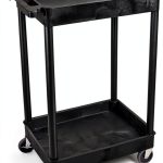 Utility Cart Luxor STC11-B Black with Ergonomic Handle and 2 Shelves-0