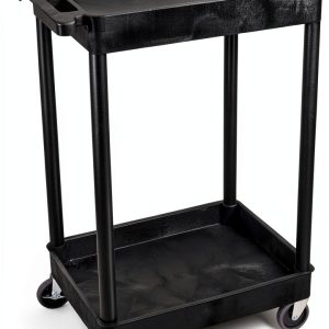 Utility Cart Luxor STC11-B Black with Ergonomic Handle and 2 Shelves-0