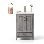 VINNOVA Gela Freestanding Bathroom Vanity, Small, Fir Wood Grey-1