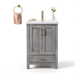 VINNOVA Gela Freestanding Bathroom Vanity, Small, Fir Wood Grey-1