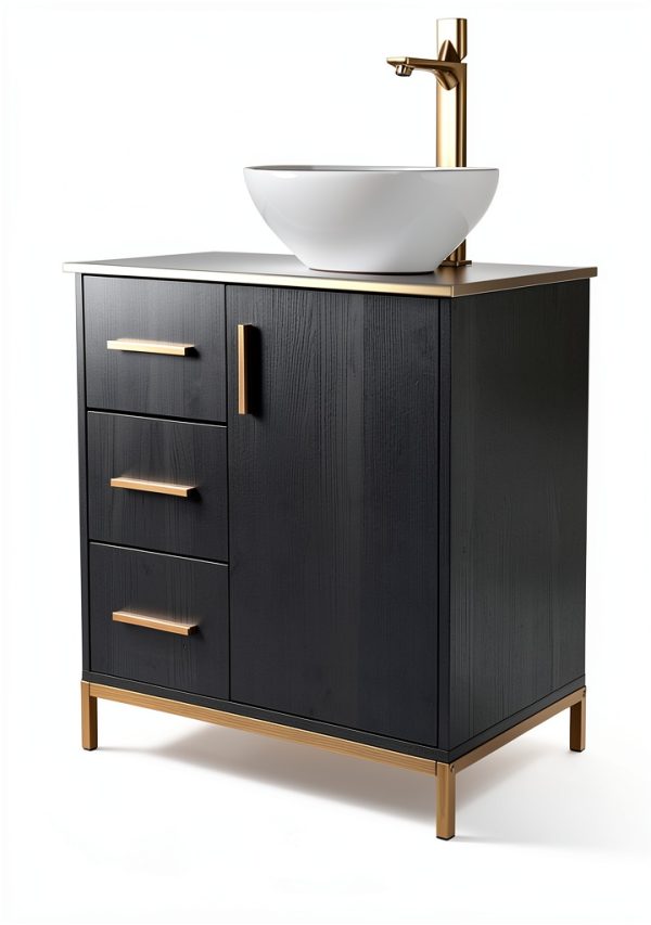 30 Inch Bathroom Vanity ENGELCH Black Freestanding Cabinet with Sink-1