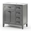 Bathroom Vanity Favfurish 36" Grey 3-Drawer Freestanding Ceramic Sink-4