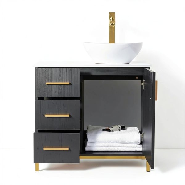 30 Inch Bathroom Vanity ENGELCH Black Freestanding Cabinet with Sink-5