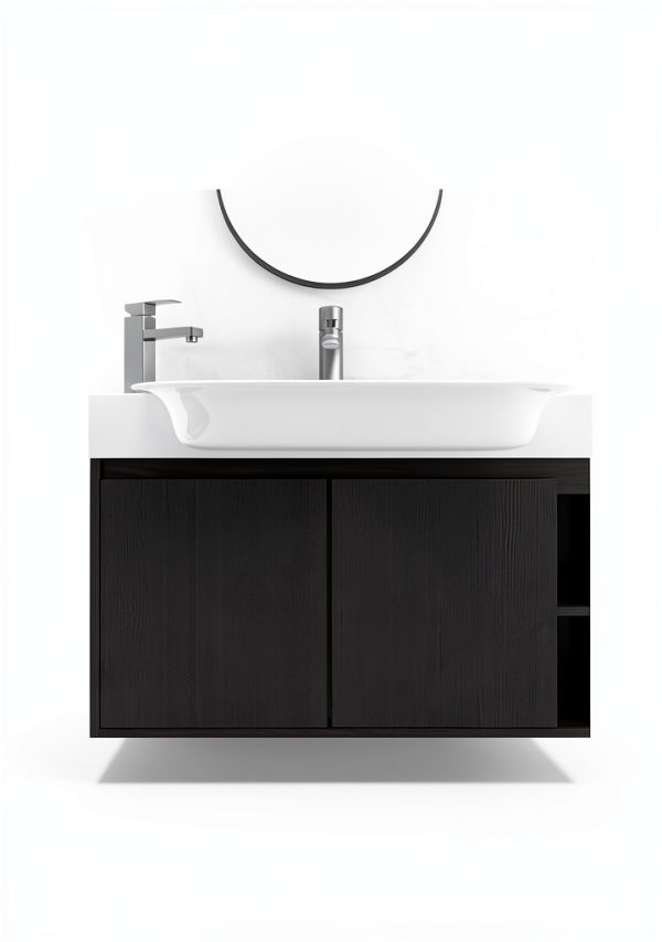 28 Inch Bathroom Vanity Vexara Wall-Mount with Soft-Close Black-1
