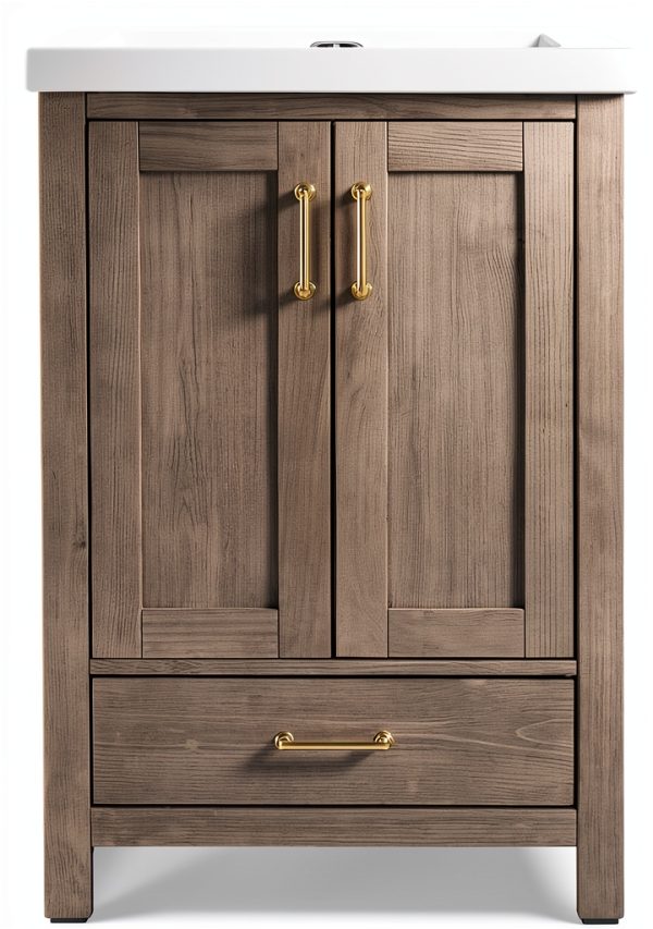 VINNOVA Gela Freestanding Bathroom Vanity, Small, Fir Wood Grey-3