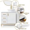 30 Inch Bathroom Vanity ENGELCH White with Soft‑Close Door & Drawers-3