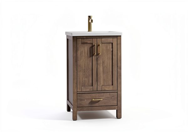 VINNOVA Gela Freestanding Bathroom Vanity, Small, Fir Wood Grey-2