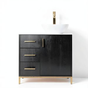 30 Inch Bathroom Vanity ENGELCH Black Freestanding Cabinet with Sink-0
