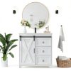 Bathroom Vanity Pipleo 36" White Farmhouse with Sliding Barn Door-0