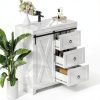 Bathroom Vanity Pipleo 36" White Farmhouse with Sliding Barn Door-2