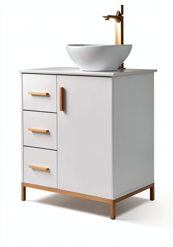 30 Inch Bathroom Vanity ENGELCH White with Soft‑Close Door & Drawers-1
