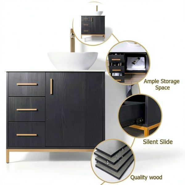 30 Inch Bathroom Vanity ENGELCH Black Freestanding Cabinet with Sink-2