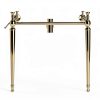 28" Wall-Mounted Ceramic Bathroom Sink Vanity, Rectangular Integrated Basin with 3 Faucet Holes, Gold Stainless Steel Support Legs & Towel Bar, Freestanding Design, No Faucet Included, White-3