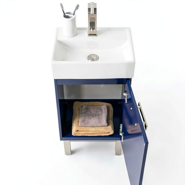 Brielle 16.5" Single Sink Vanity LUCA Bath Midnight Blue Porcelain-7