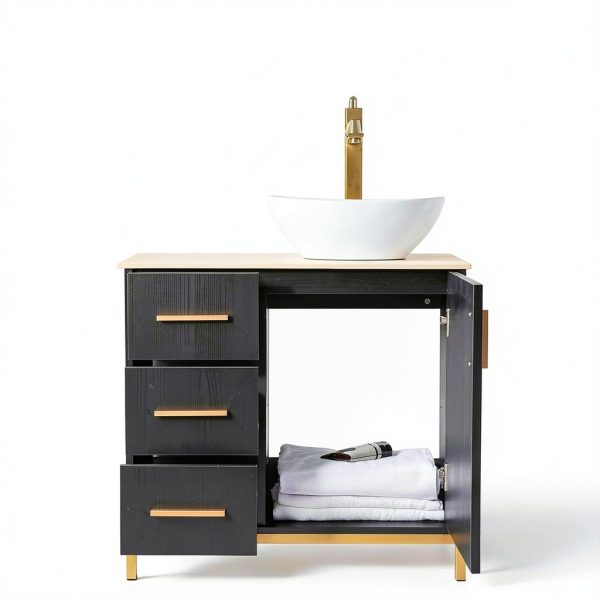 30 Inch Bathroom Vanity ENGELCH Black Freestanding Cabinet with Sink-4