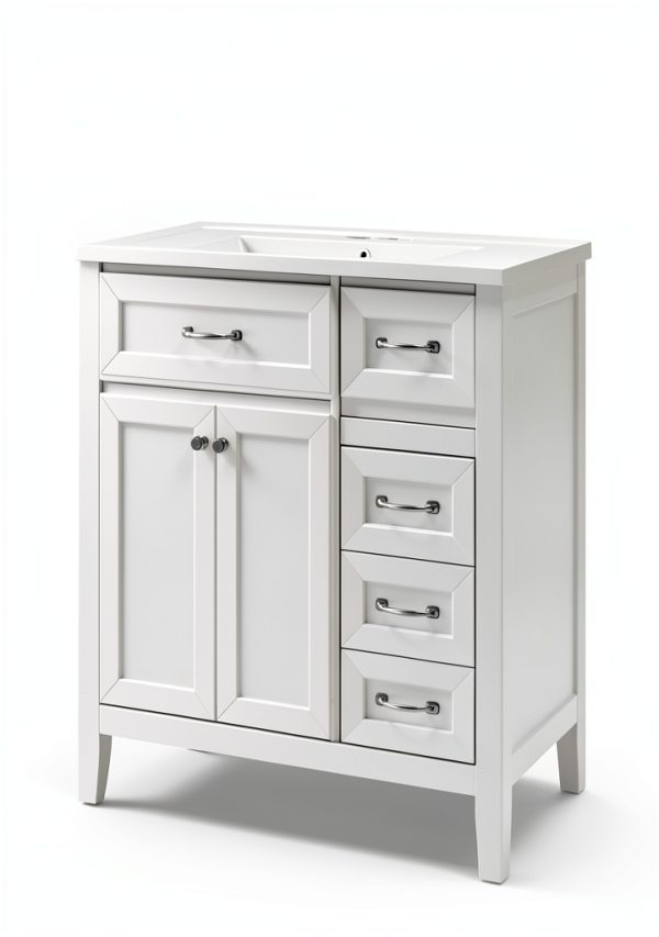 Bathroom Vanity Favfurish 36" Grey 3-Drawer Freestanding Ceramic Sink-1