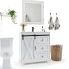 Bathroom Vanity Pipleo 36" White Farmhouse with Sliding Barn Door-5